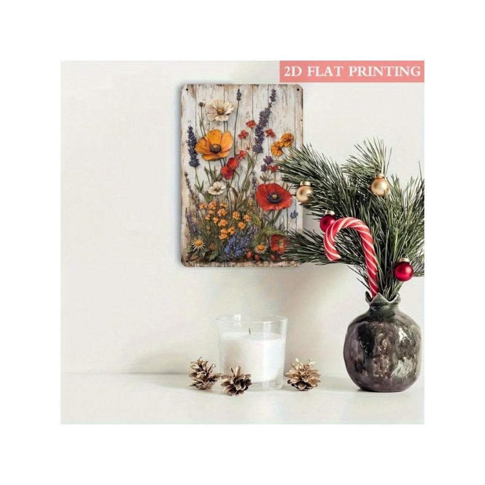 Metal Flower Poster Wall Art 2D Garden Decor