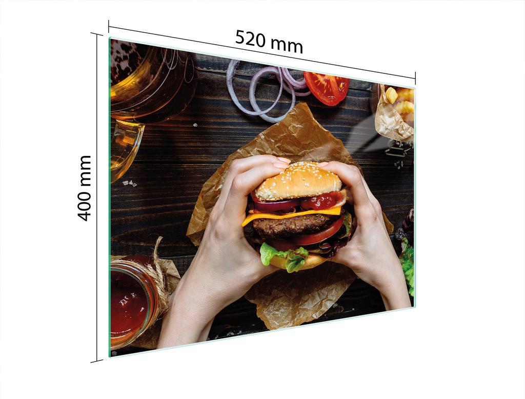 SZKLANA DESKA DO KROJENIA 52x40 HAMBURGER