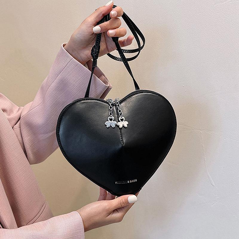 2025 Genuine Leather Peach Heart Bag Simple Versatile Crossbody Bag High Quality 3D Love Heart