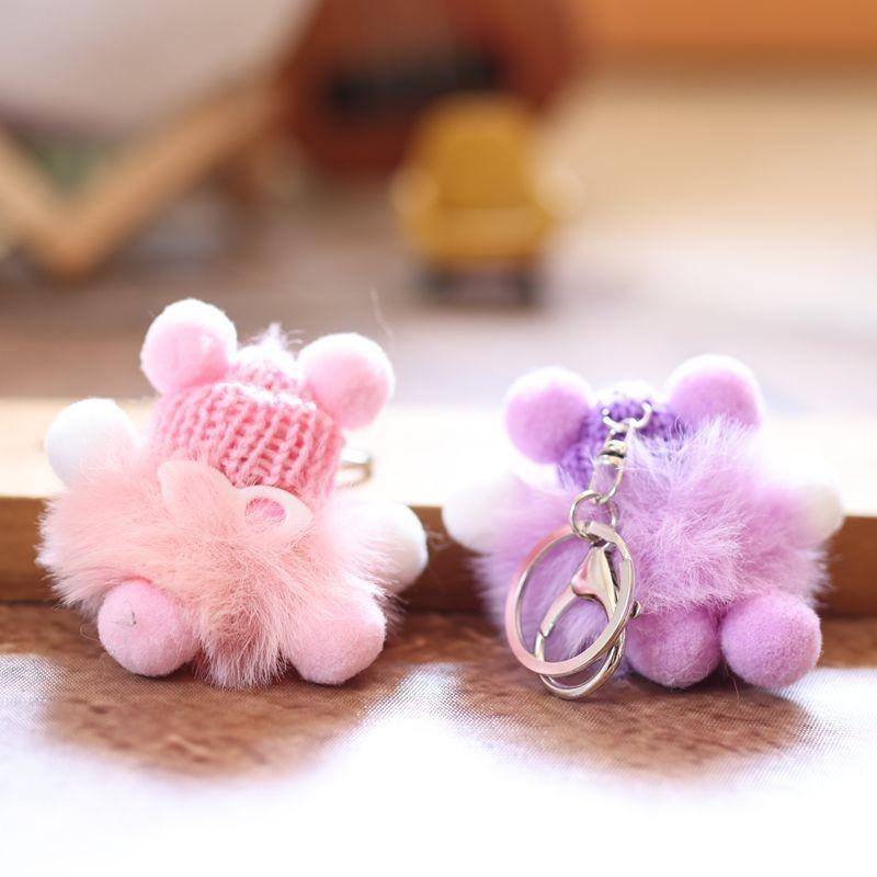 Small Ball Coal Pendant Keychain Ornament With Pp Cotton Soft Plush Gift For