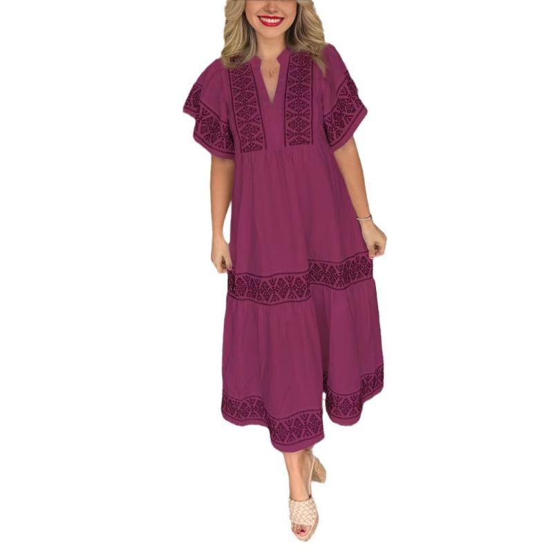 Summer Fashion V-neck Printed Loose Dress