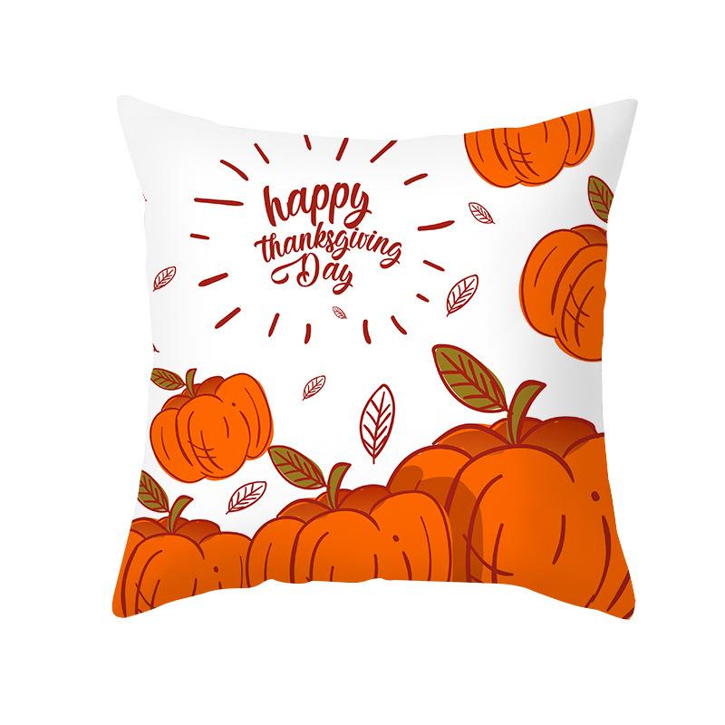 Yellow Thanksgiving Pillow Home Cartoon Animal Sofa Cushion Cover Peach Skin Office Cushion Cover