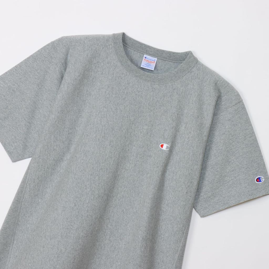 Short Sleeve Round Neck Cotton Embroidery One Point Logo Reverse Short Sleeve Revers Oxford Gray L [Champion] T-shirt 100% 9.4oz Weave(R) T-Shirt