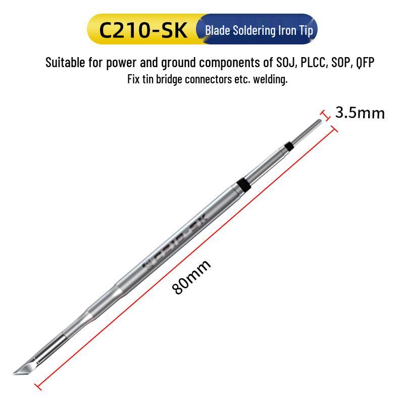 Repairman 210 Soldering Iron Tip - Universal Domestic Head for Sugon T26, C210 Heating Core, Straight Point & Bent Blade.