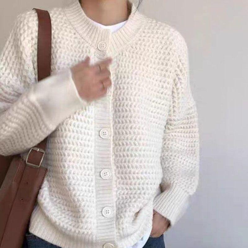 Red Sweater Women's Loose and Lazy Style Early Autumn Korean Knitted Cardigan Spring and Autumn Women's Top