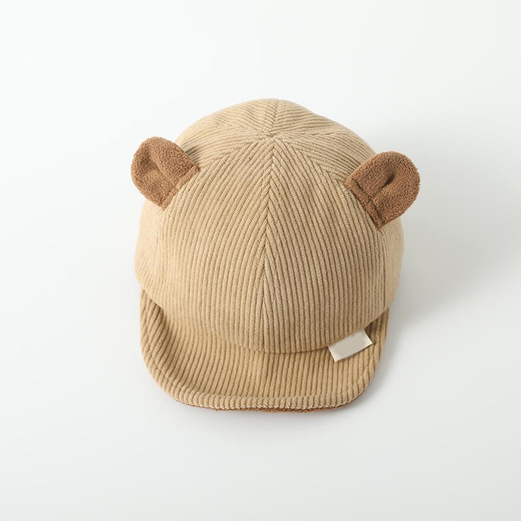 Adorable Baby Bear Hat Soft Corduroy Cap for Infants Aged 0 24 Months Perfect for Sensitive Skin