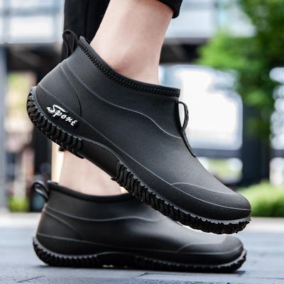 Mens Waterproof Garden Shoes Non Slip Ankle Rain Shoes Slip On Rubber Chef Work Footwear Outdoor Rain Shoe for Farming