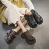 Retro Genuine Leather Outdoor Slippers Thick Heel Comfortable Slip-on Women's Platform Shoes