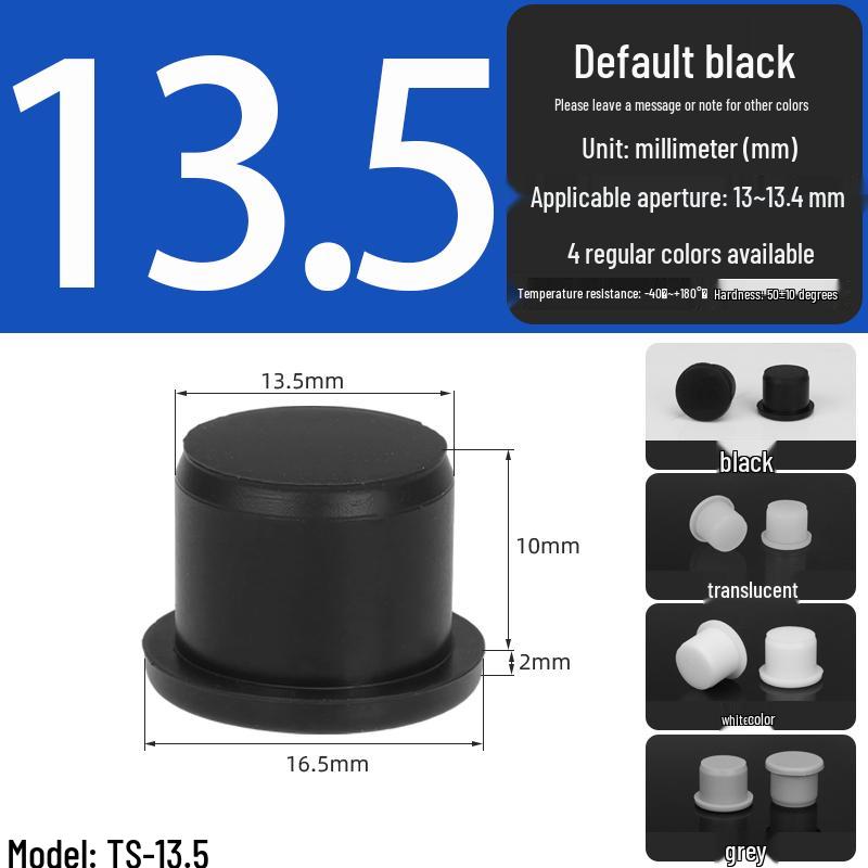 Black High-Temperature Resistant T-Shaped Silicone Stopper - Round Hole Rubber Gasket & Shock-Absorbing Blind Plug