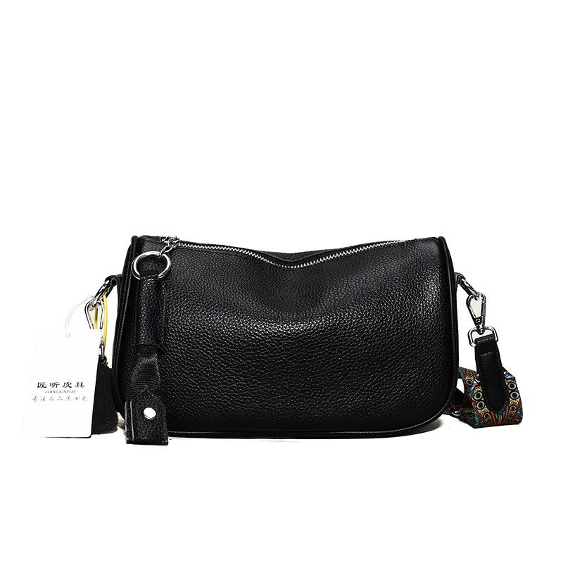 

Женская сумка-седло из текстурированной кожи, новая модная универсальная сумка-мессенджер на плечо из первого слоя коровьей кожи, сумка-подушка чёрный