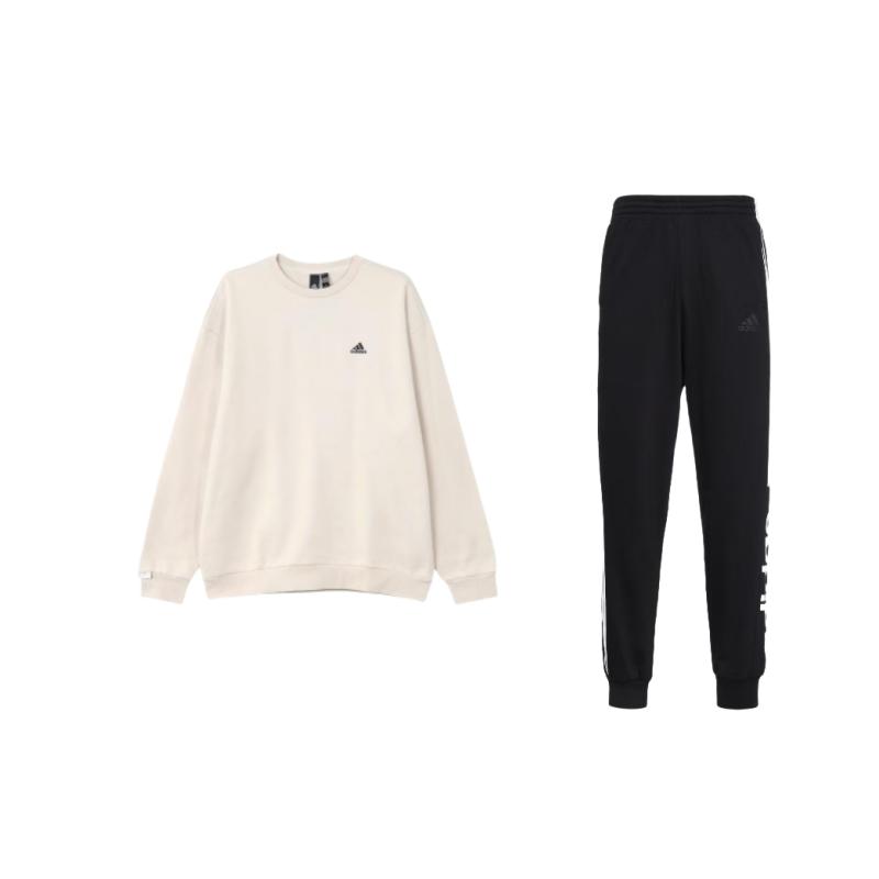 

Adidas Crew Neck Logo Comfortable Long Sleeve Pullover Cuffed Pants Casual Sports Suit Men suit GD5473+IV7598 XXL