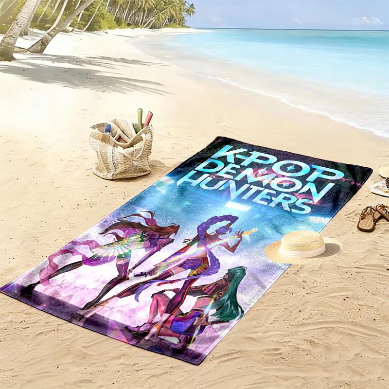 K-pop Demon Hunters: Huntrax Comeback beach towel soft Beach towel for vacation photos seaside swim Outdoor pool towel Comfort beach