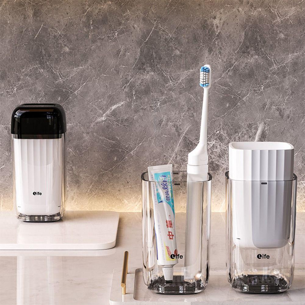 

Portable Wash Cup Sealed Travel Toothbrush Cups New 3 in 1 Set Travel Mouthwash Cups 3in1 black