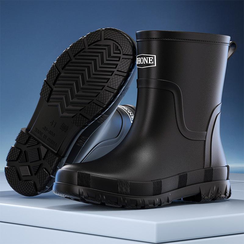 

Сапоги из говяжьей кожи, мужские, средней толщины, водонепроницаемые, нескользящие и износостойкие, теплые, для рыбалки, кухни, водные сапоги, рабочие, резиновые сапоги 44 чёрный