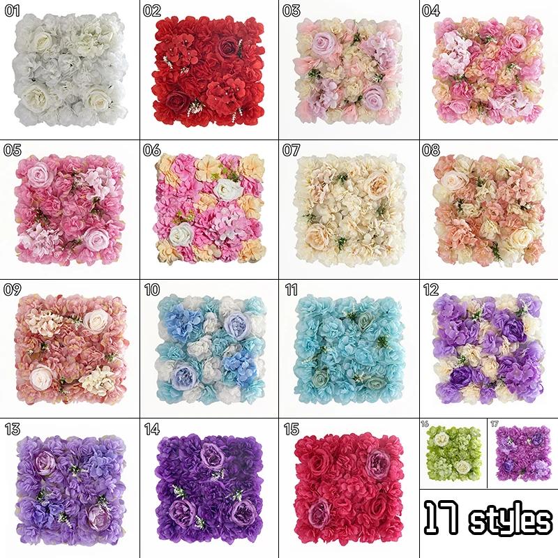 35x35cm Color Artificial Rose Flower Wall Panels Faux Rose Flower Row Stage Backdrop Layout Wedding Proposal Party Home Decor