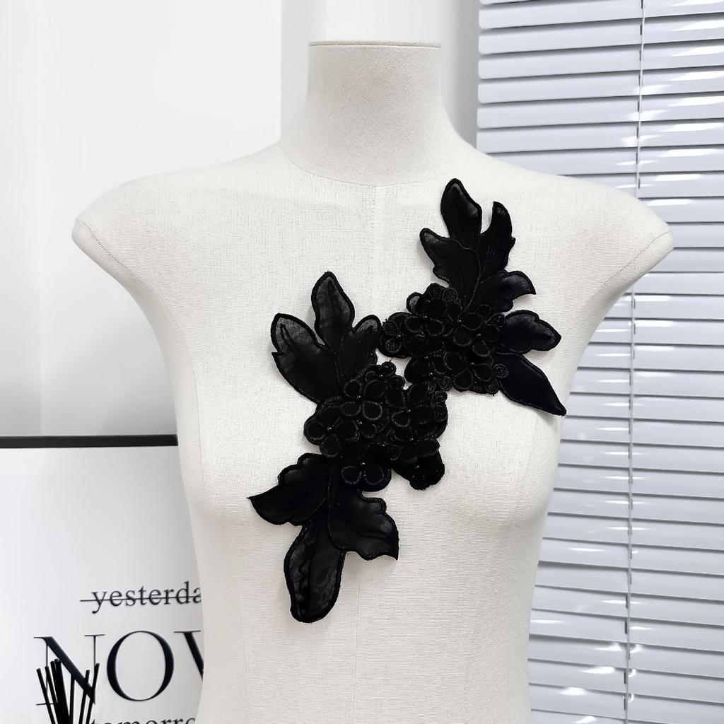 Lace Multi-Layer Hydrangea Beads Three-Dimensional Embroidery Flower Dress Dress Shirt Flower Sticker Cloth Sticker Accessories