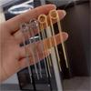 Luxury Aesthetic Gold Plated Geometric Long Tassel Earrings Stud for Women Ear Piercing Drop Wedding Party Jewelry Gift