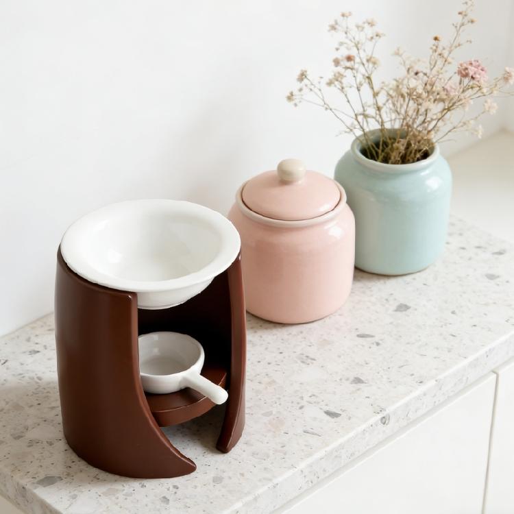 Stylish Ceramic Essential Oil Burners Furnace with Bowl and Tealight Holder Spoon for Aromatherapies and Relaxation
