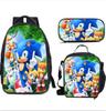 Sonic Primary School Student Schoolbag Three-Piece Set, Animation Cartoon Backpack, Shoulder Bag Pencil Case