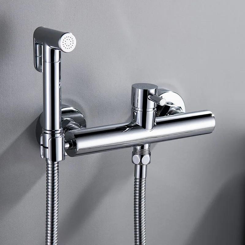 Toilet Bidets Sprayer Bathroom Accessories Cold And Hot Water Mixer Bidet Faucet Wall Mounted Rose Gold/Grey