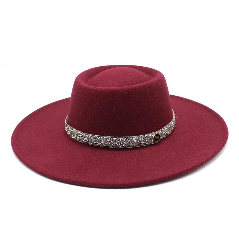 9.5Cm Brim Wool M Standard Diamond Felt Hat Concave And Convex Top Men'S And Women'S Top Hats Wide Brim Felt Hat