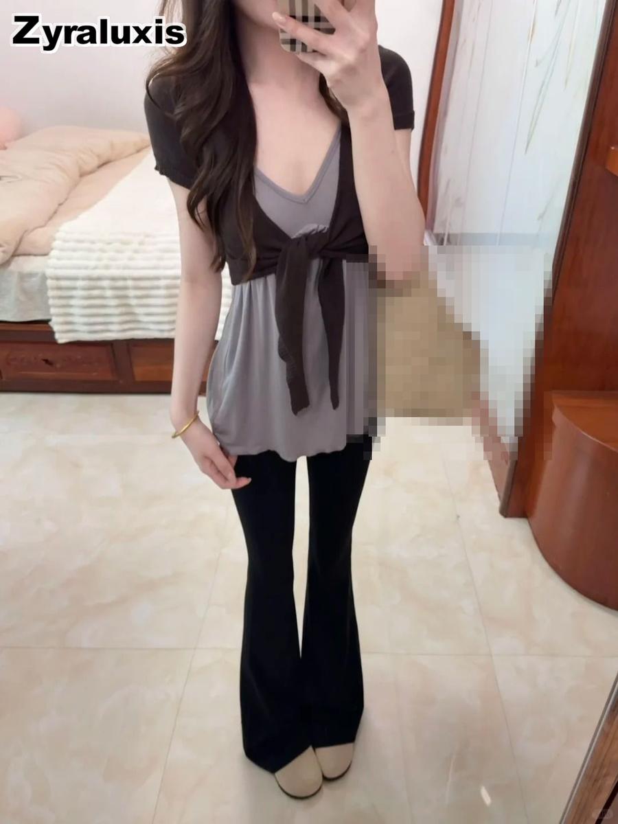 Pure Desire Spicy Girl Color Knitted Vest Women s Summer Strappy Top Inner Tank Top Set S