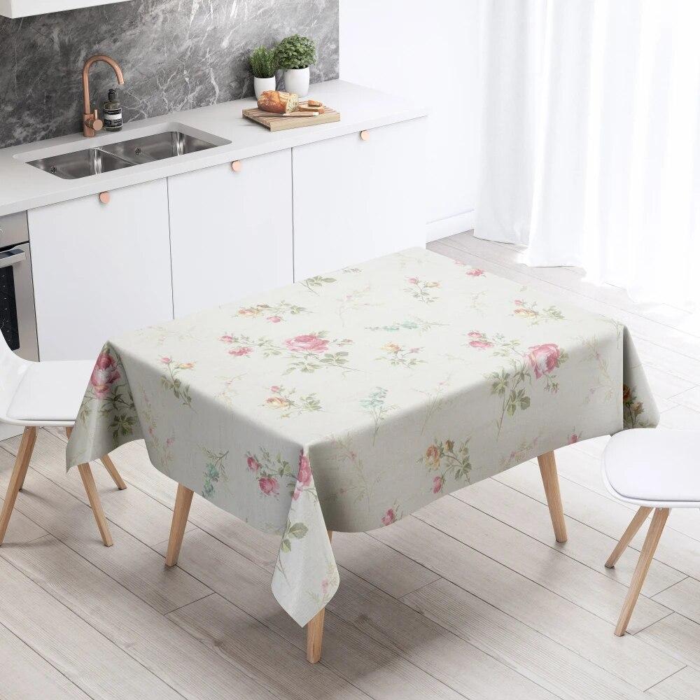 Cartoon Floral Tablecloth Home Decor Anti-Stain Waterproof Table Decoration Rectangular Kitchen Fireplace Countertop