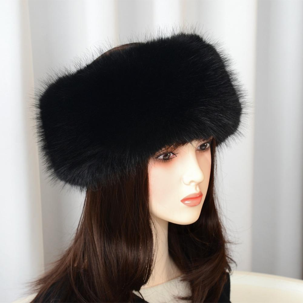 Coldproof Plush Faux Fur Headband Soft Fluffy Elastic Hair Bands Lady Warm Empty Hat  Skiing