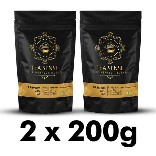 TEA SENSE Premium CTC Chaipatti | 400 G | Assam Chai with Darjeeling Whole Leaves | Rich Flavour & Strong Milk Tea | Chaipatti, Tea Powder