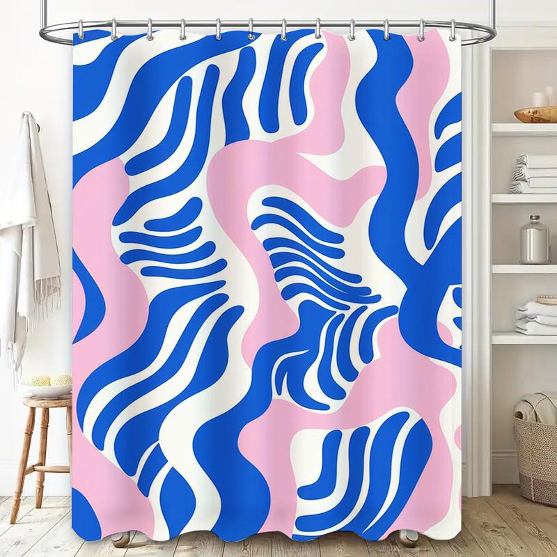 Tenda Doccia Blu Bianca Rosa Decorazione Bagno Tessuto Impermeabile Accessori Bagno Fantasia Decorazione Casa Design Moderno Prin
