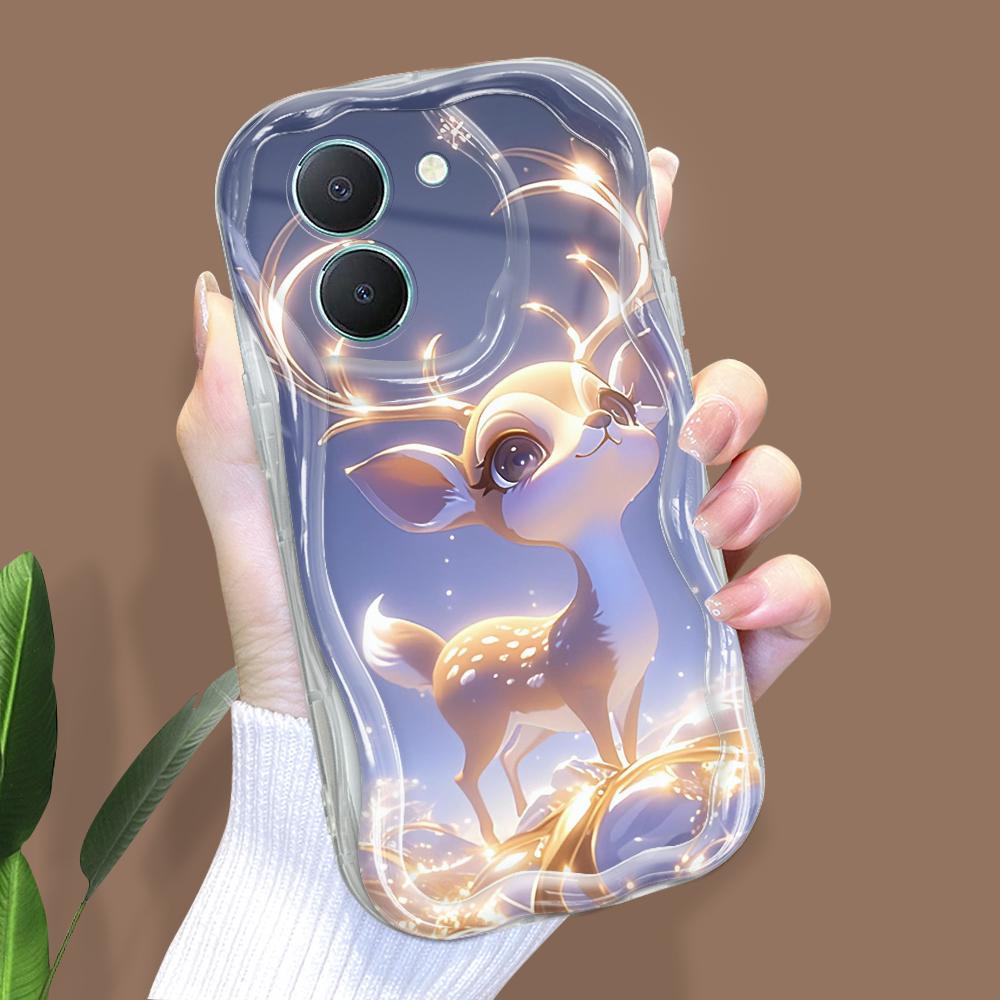 Cute Cartoon Pattern Cream Texture Casing Wavy Edge Soft Silicone Cover Phone Case for Vivo