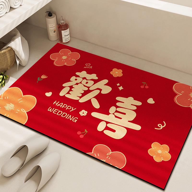 Red Diatomaceous Earth Bathroom & Entrance Mat - Water-Absorbent, Dirt & Wear Resistant