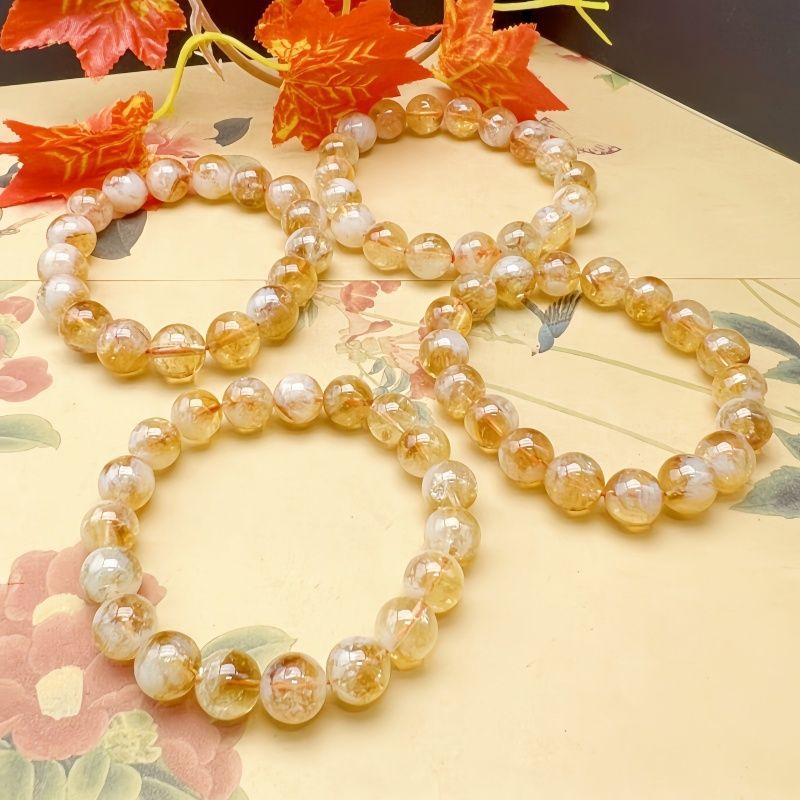 

Браслет из натурального цитрина в форме звезд для женщин, приносящий богатство и сокровища, счастливые бусины, сладко-желтый кристалл Асаи, украшение 2025 9mm