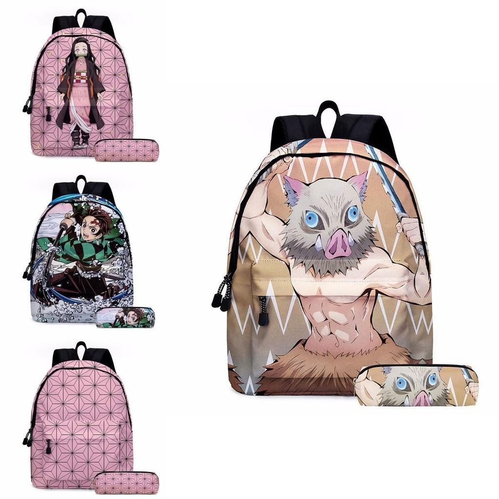 Set Zaino Cartone Animato Anime Demon Slayer Per Studenti Durevole Traspirante E Leggero