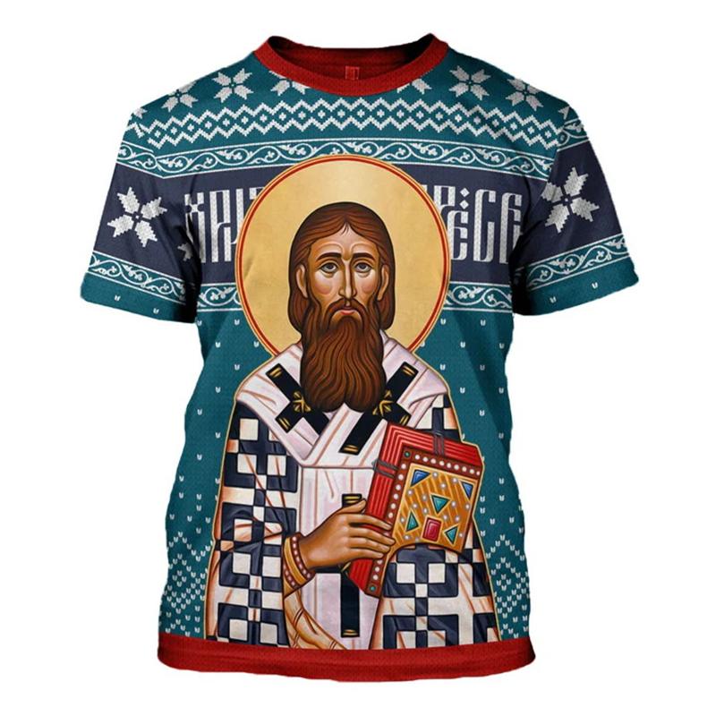 T-shirt Cristiana Gesù Uomo Donna Stampa 3D Grafica Ortodossa Manica Corta Nuova Retro Abbigliamento Unisex Dropshipping