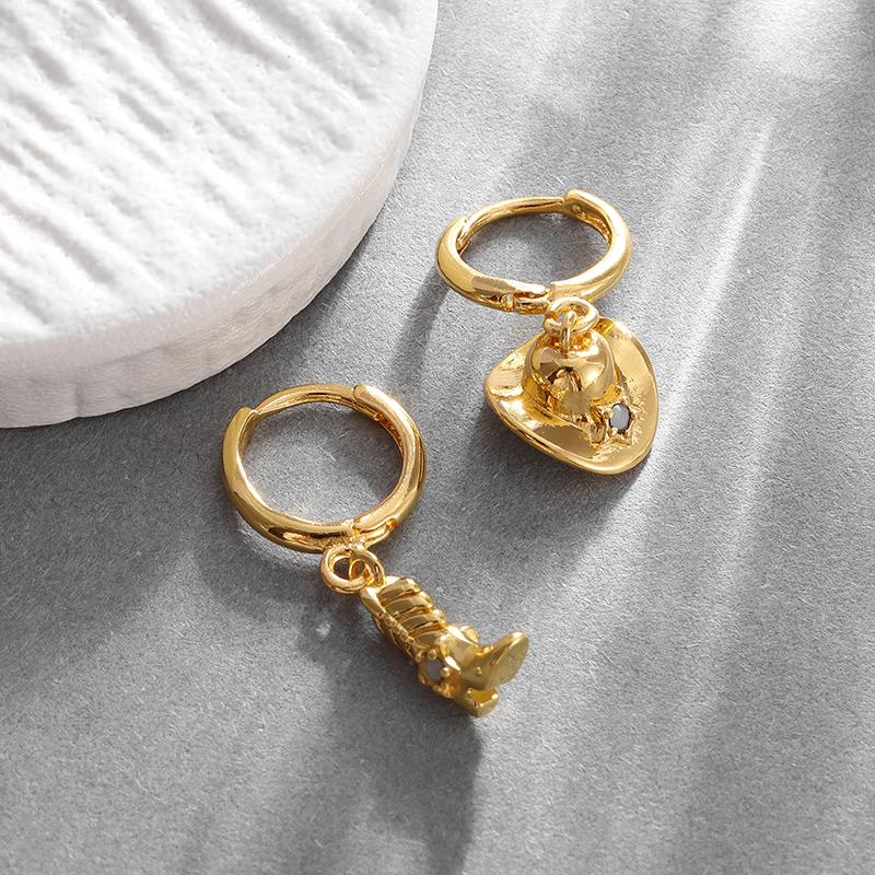 

Gold Color Cowboy Boots Hat Dangle Earrings Hypoallergenic Earrings for Women Girls Hip Hop Cool Punk Rock Party Jewelry