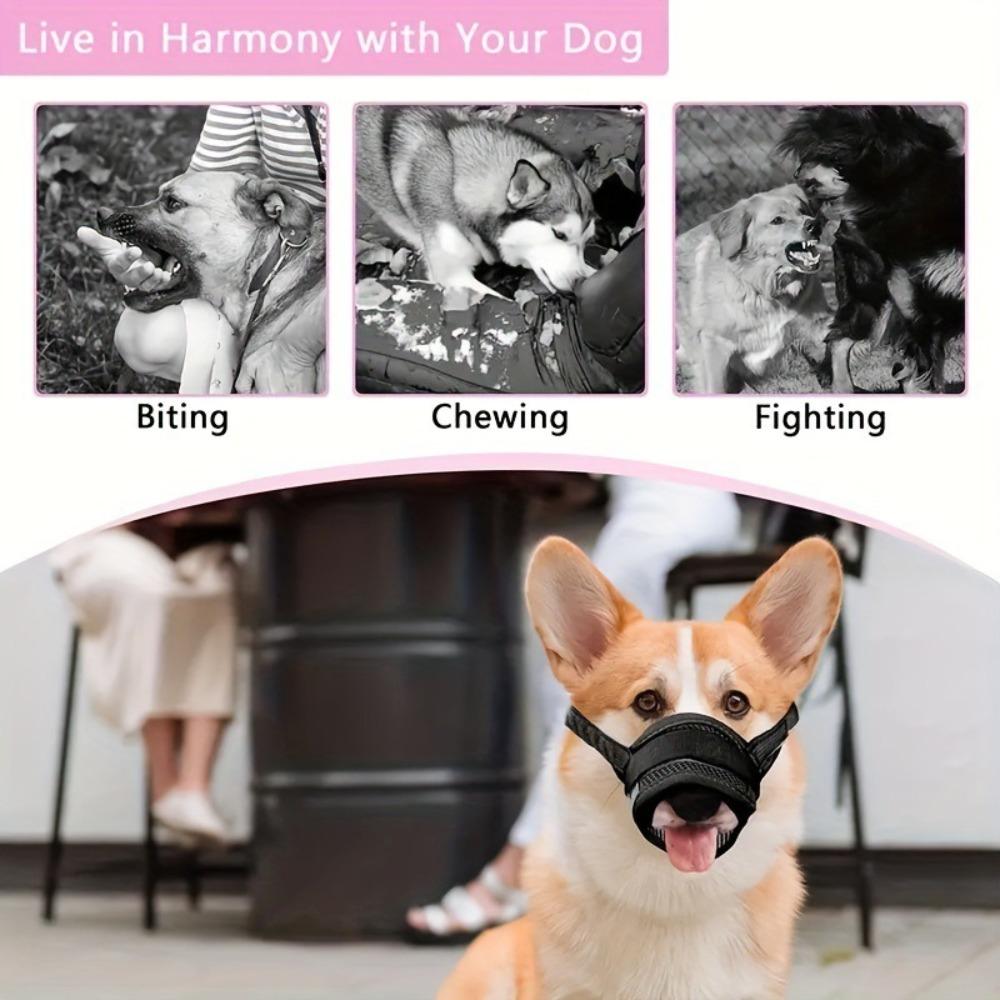 Adjustable Dog Muzzle Front Opening Design Allows Drinking Puppy Mouth Cover Prevents Biting Breathable Mesh Pet