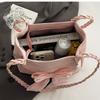 Chic Bow Knot Faux Leather Tote Bag for Women, Color Block Single Shoulder Handbag, Casual Daily Commute Work Bag KTB