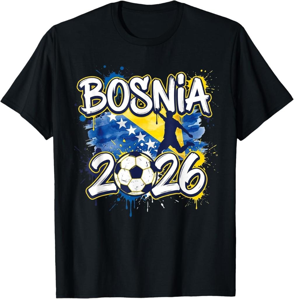 Bosnia BiH 26 Fan Pittura a Schizzi Bandiera Bosniaca Arte Graffiti Maglietta