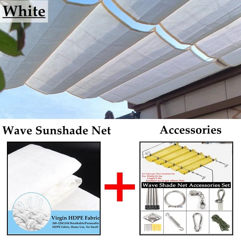 

Customizable Courtyard Pavilion Telescopic Wave Sun Shade Net Sun Room Canopy Shading Sails Cloth Balcony Terrace Sunshade Nets 0.8mx3m
