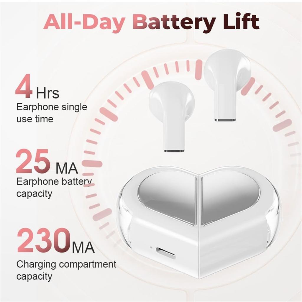 Herzförmige Kabellose Ohrhörer, Niedliche Kleine Kabellose Bluetooth-Ohrhörer für Kleine Ohrkanäle Frauen