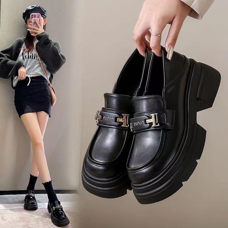 British Style Small Leather Shoes Women's Autumn 2025 New Platform Non-slip Loafers Round Head One Pedal Single Shoes Ins