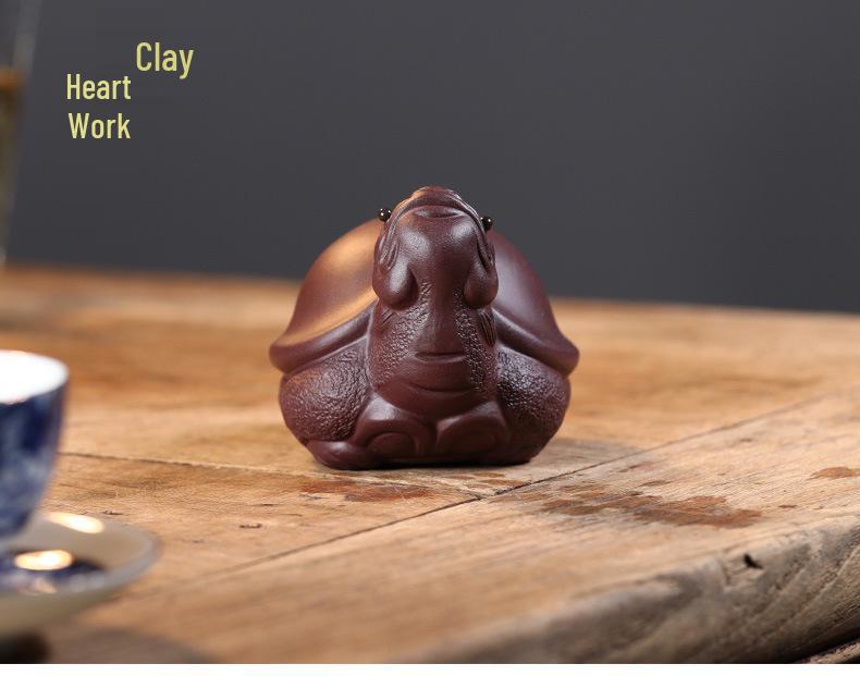 Handmade Yixing Zisha Dragon Turtle Tea Pet Sculpture for Tea Ceremony