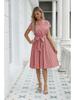 2025 European & American Summer Floral Lace Dress - Casual Short-Sleeved Pleated Skirt