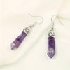 Amethyst Hexagonal Pillar Crystal Pendant Earrings - European & American Fashion