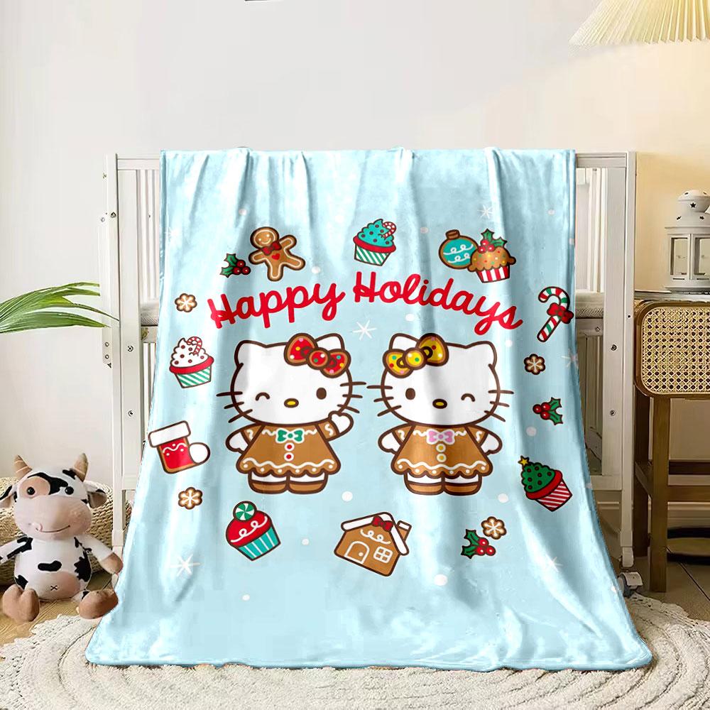 Festive gingerbread-themed characters surrounded by holiday treats. for all seasons blanket lunch break throw gift 80cm x 120cm