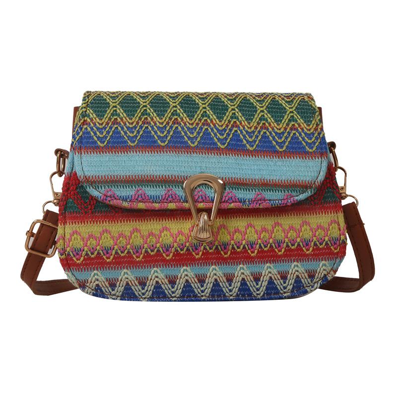 National style, personality trend 2025 autumn new fashion simple large capacity retro shoulder crossbody small square bag