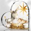One Piece of Heart-Shaped Acrylic Decorative Sign And Plaque Featuring a Nativity Scene with a Humorous Donkey And Lamb Design, Making It an Ideal  