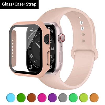 Glas + Gehäuse + Armband für Apple Watch-Armband 44 mm 45 mm 42 mm 41 mm 40 mm 38 mm Silikonarmband iWatch-Serie 8 9 7 6 5 4 3 SE