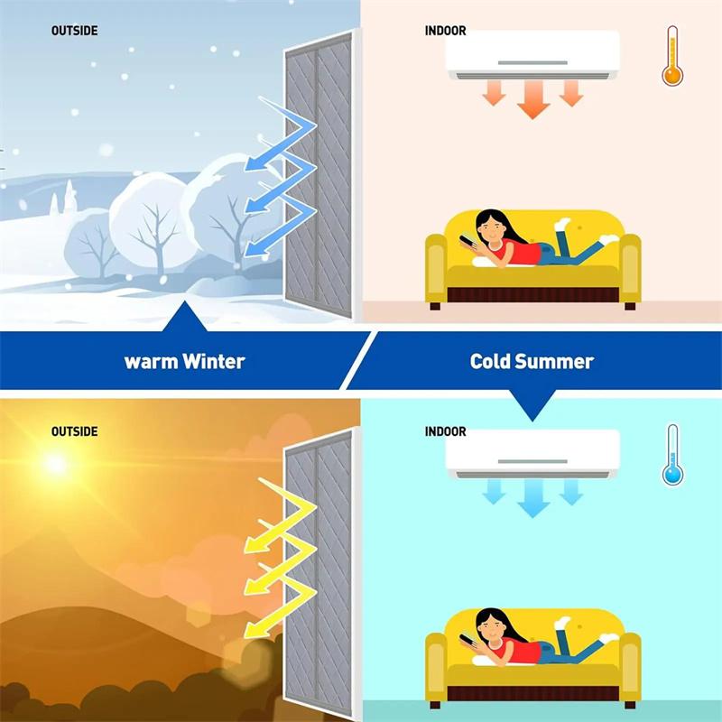 Magnetic Thermal Insulated Door Curtain Energy-Saving Privacy-Protecting Windproof Waterproof Cotton Curtain for Heater Room